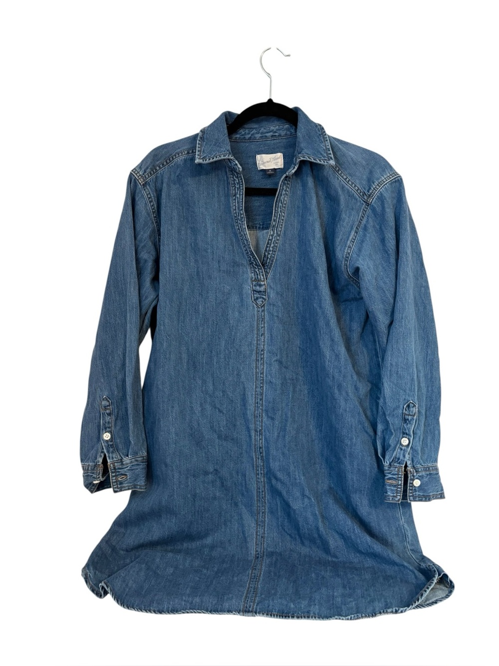 Universal Thread Classic Denim Shirt Dress Medium Blue Long Sleeve V-Neck M